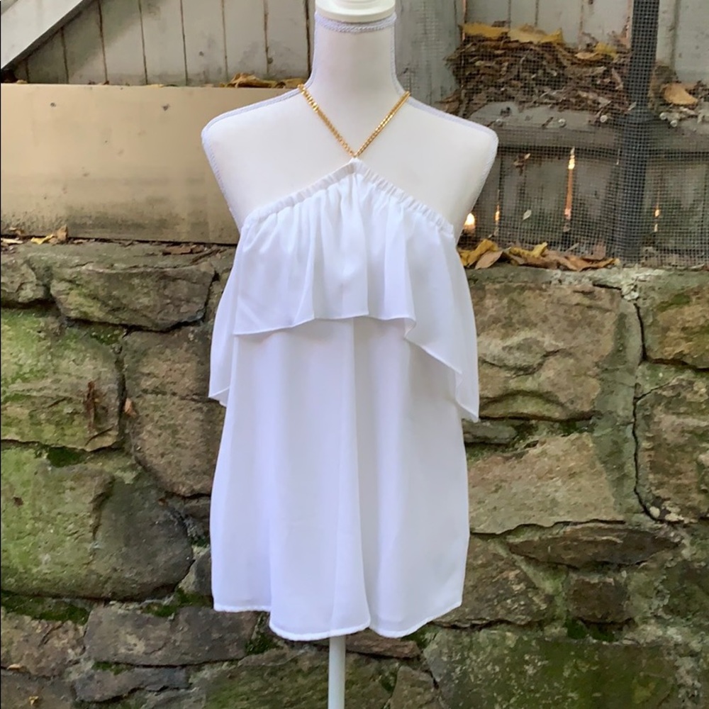 Michael Kors Cold Shoulder Top with Gold Chain